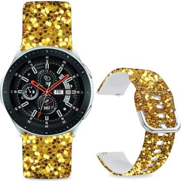 Imagem de Sjiangqiao Pulseiras estampadas com padrão compatíveis com Samsung Galaxy Watch de 46 mm/Watch 3 de 45 mm/Gear S3 Frontier/Classic/Pebble Time/V de silicone de 22 mm para homens e mulheres (fragmentos