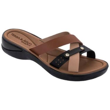 Imagem de Sandália Anatômica Feminina Terra e Agua 481012SF, 35, Preto, Caramelo
