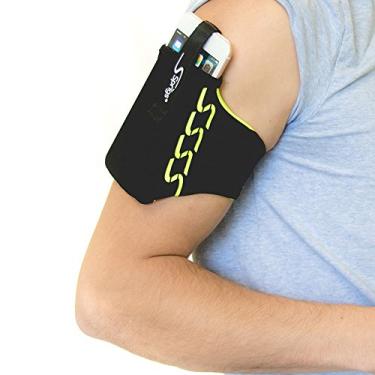 Imagem de (Large, Black / HiViz) - Sprigs Armband for iPhone x/8/7/6 Plus, Galaxy S7/S6, Google Pixel XL. The Lightest & Most Comfortable Running Armband, Stretches to Fit All Phones with Case - Black/HiViz, Large
