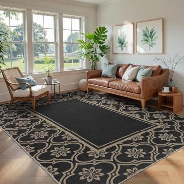 Imagem de Tapete floral marroquino de juta fácil, 20 x 25 cm, lavável, para sala de estar, quarto, antiderrapante, neutro, casa de fazenda, interior, exterior, para quintal, pátio, escritório