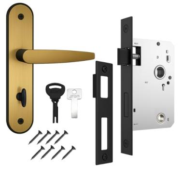 Imagem de Kit 1 Fechadura Maçaneta Residencial Completa Stam Oxidada Bronze Porta Madeira Banheiro 824/33 Chave Fixa WC Caixa 40mm