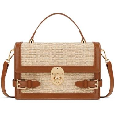 Imagem de KKXIU Bolsas transversais de palha para mulheres, Marrom