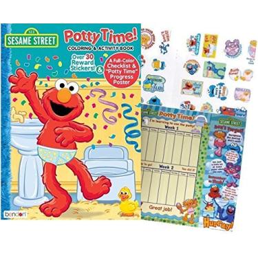 Imagem de Livro de Atividades e Colorir "Vila Potty" da Vila Sesamo com mais de 30 adesivos, lista de verificacao em cores e "Grafico de progresso da Potty Time"
