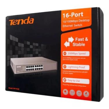 Imagem de Hub Switch 16 Portas Ethernet 10/100mbps Rack Tenda Tef1016d
