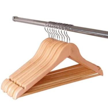 Imagem de Cabide Madeira Reforçado 44cm Gancho 360º Para Roupas - Rio Tijuca