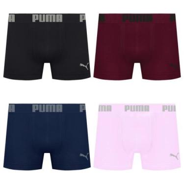 Imagem de Kit 4 Cuecas Puma Boxer Sem Costura Masculina, Marinho, Rosa, G