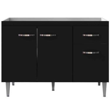 Imagem de Balcão de Pia Para Cozinha 120 Cm Graziela 3 Portas 1 Gaveta Preto