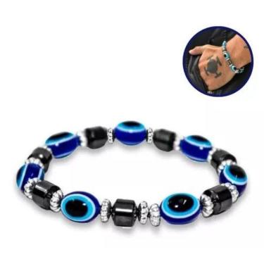 Imagem de Pulseira Olho Grego Azul Pedra Natural Inveja Mal Olhado Uni