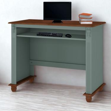 Imagem de Escrivaninha De Madeira Com Porta Teclado E Pés Torneados - Verde Menta Com Tampo E Base Imbuia Glazer