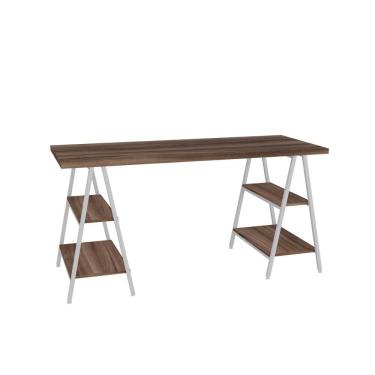 Imagem de Mesa Kuadra Cavalete 150x60x75cm Nogal - Est.branca Nogal - Est.branca