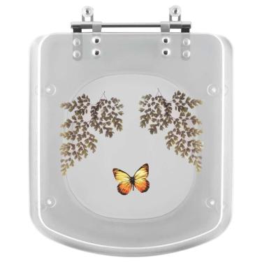 Imagem de Assento Sanitário Bali Transparente Decorado Borboleta Para Incepa