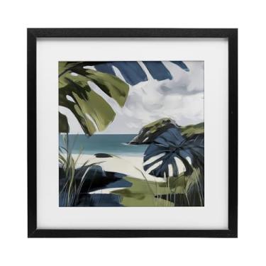 Imagem de Stupell Industries Impressão emoldurada em preto Tropical Island Vibes sob vidro por Elara Yasna, 40,6 x 40,6 cm