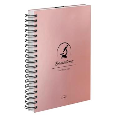 Imagem de Agenda Diária 2026 Personalizada Profissões Rose Gold Biomedicina