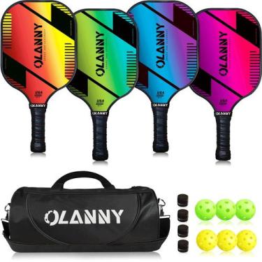 Imagem de Conjunto de pás Pickleball OLANNY Graphite com núcleo em forma de favo