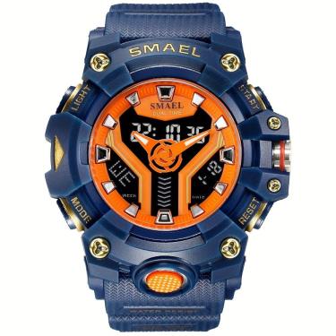 Imagem de Relógio Esportivo Masculino Digital Dual Display Mostrador Luminoso À Prova Da Água Laranja