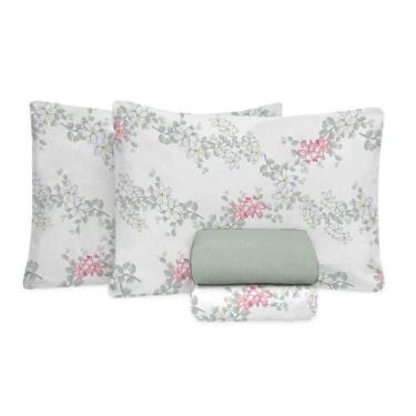 Imagem de Jogo de Cama Casal Algodão 200 Fios 4 Peças Macio Elástico - Fiori