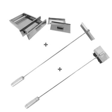 Imagem de Kit Gaveta Cinzas, Vassoura Piaçava, Rodo Limpeza, Churrasc - INOX LAU