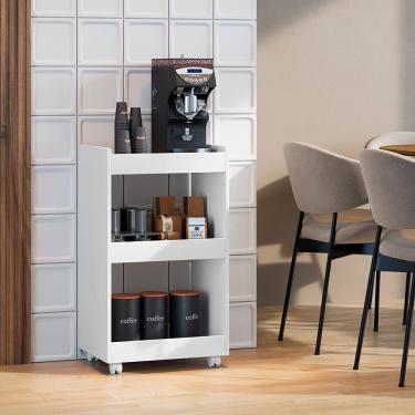 Imagem de Mesa Lateral Balcão para Organizar Multiuso Modelo Jade para Casa Branco