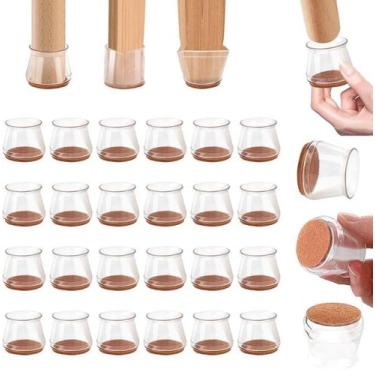 Imagem de Protetores Para Pé De Cadeira Móveis Silicone Com Feltro 16 Un. - Impo