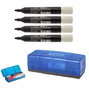Imagem de Kit 4 Canetas P/ Quadro Branco WBM-7 + Apagador 150n Pilot