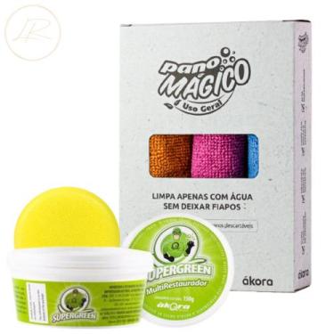 Imagem de 3 Pano Mágico Flanela Microfibra de Limpeza + Ecomais Supergreen Multi