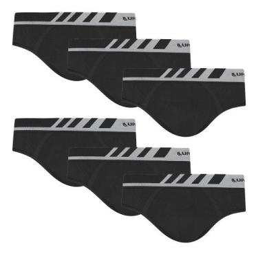 Imagem de Kit Com 6 Cueca Microfibra Slip Lupo Sem Costura 691 Nf, Preto, P