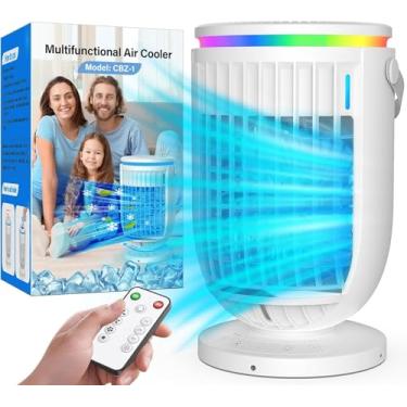 Imagem de AC Portátil para Sala de Escritório, Ventilador de Ar Condicionado Portátil AI com Função Rotativa de 120°, Mini Condicionadores de Ar JYew Evaporativo, Unidade AC Portátil com Umidificador 4 em 1