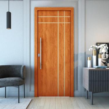 Imagem de Folha Porta R40T 210x80 Frisada 35mm Resistente - Valuchi, Mogno