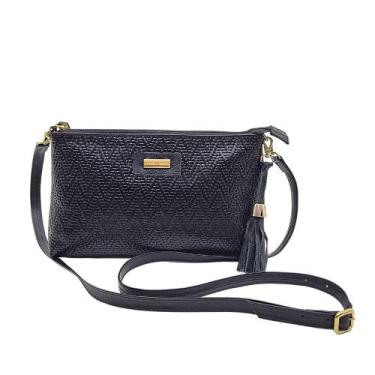 Imagem de Bolsa de Ombro Feminina Couro Legítimo Bolso Interno Alça Regulável Ta