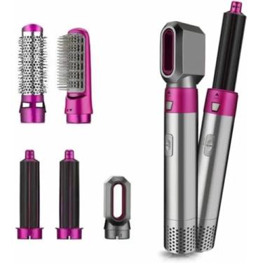 Imagem de Escova Secadora 5 em 1 Multifuncional, 1000W, Modeladora com Secador e Acessórios para Alisar e Modelar Cabelos, 110V, Rosa