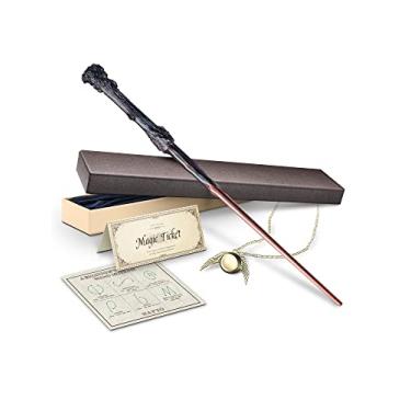 Imagem de OBMIKY Wizard Wand, Witches Cosplay Magic Wands, Wands for Collection Christmas Halloween Props Party Supplies, Necklace Included (Persistence)