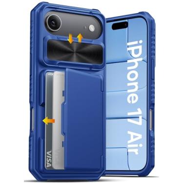 Imagem de ATATOO Capa para iPhone Ar com porta-cartões (loja de 3 a 5 cartões) [bloqueio RFID] e capa de câmera deslizante, proteção de nível militar, capa carteira com proteção contra quedas para iPhone Ar de