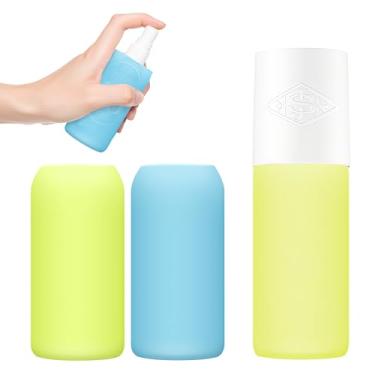 Imagem de Capa de silicone compatível com frasco de névoa de perfume de cabelo e corpo Sol d e Janeiro, capa protetora de temperatura constante com bloqueio de luz (amarelo e azul)