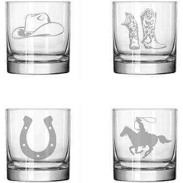 Imagem de MIP Conjunto de 4 copos de 325 ml Rocks Whisky Glass Gift Cowboy Collection