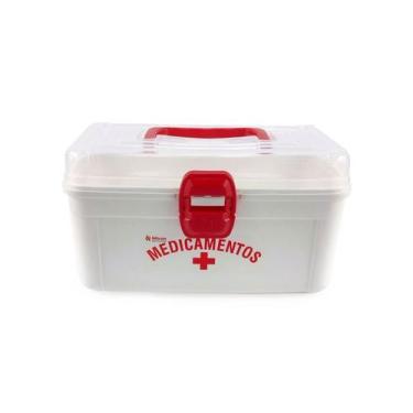 Imagem de Porta Medicamentos Remédio Maleta Primeiros Socorros Media Com Alça de