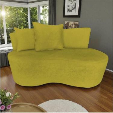 Imagem de Namoradeira Sofá 2 Lugares Yara Orgânica Veludo Amarelo - Mansão Decor