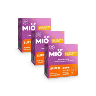 Imagem de Kit 3 Absorvente Interno Mió Super Fluxo Intenso 8 Unidades