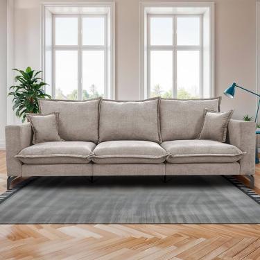 Imagem de Sofá 3 Lugares Modular Boma. 2,40m Boucle Sofá Inbox Bege Claro