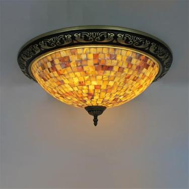 Imagem de American Retro Color Glass Lâmpada De Teto LED Luxo Criatividade Sala De Estar Restaurante Estudo De Quarto Hotel Villa Corredor Varanda Luz (Estilo 4 D40CM)