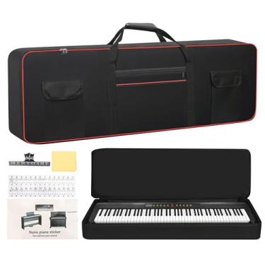 Imagem de MUINS Capa para teclado de 88 teclas, estojo de viagem grande para teclado de piano digital, bolsa Gig Bag, tecido Oxford 600D dobrável de algodão espesso, suporte de página de música e adesivos de