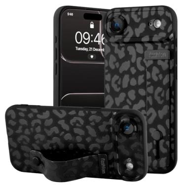 Imagem de OOK Capa fina compatível com iPhone Air Leopard com alça de pulso, leopardo preto Cheetah TPU à prova de choque com proteção de câmera para mulheres e meninas, para 16,5 cm