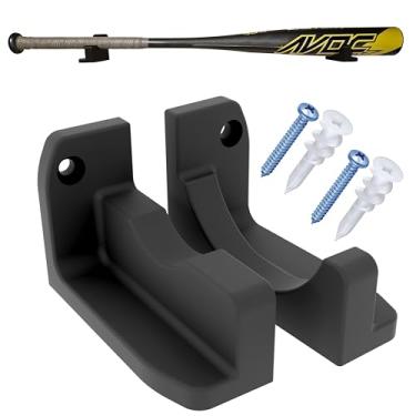 Imagem de Suporte de parede para taco de beisebol, suporte para taco de beisebol - mantém o nível e fácil instalação - (ferragens de montagem incluídas)