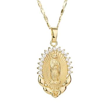 Imagem de Colar de Virgem Maria, Medalha Milagrosa, Moeda de Aço Inoxidável, Pingente de Virgem Maria para Mulheres, Joias Religiosas, Aço inoxidável, Sem Pedra Preciosa