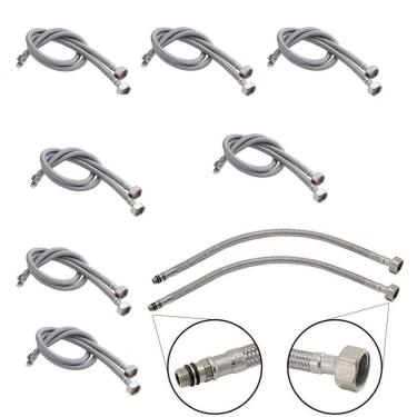 Imagem de Engate Rabicho 80 cm Kit 8 Uni Par Mangueira Monocomando Misturador Flexivel Torneira Agua Fria Quente