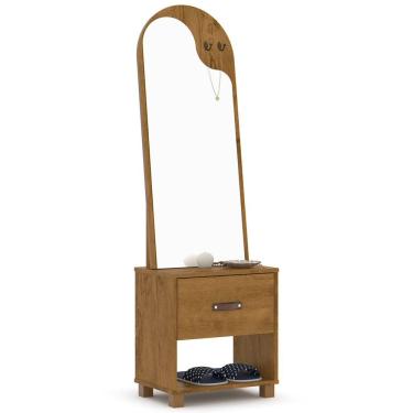 Imagem de Toucador Penteadeira com Espelho 1 Gaveta Organic Freijó - EJ Móveis