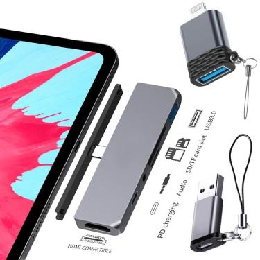 Imagem de Hub USB 3.0 HDMI 4k P2 SD Adaptador OTG Lightning Para USB