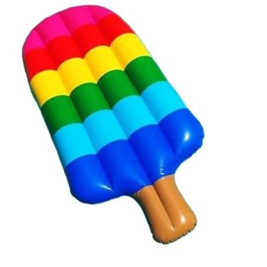 Imagem de Boia Inflável Divertida em Formato de Picolé – 175x60cm | Boia de Piscina Grande, Colorida e Resistente em PVC para Verão e Festas na Piscina