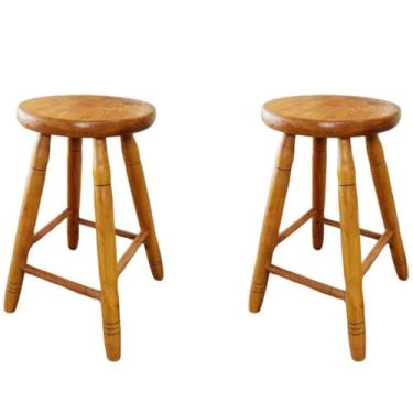 Imagem de Bancos/Banquetas Médio em Madeira Maciça 50cm Altura Baixa - Tamborete Rustico(2)