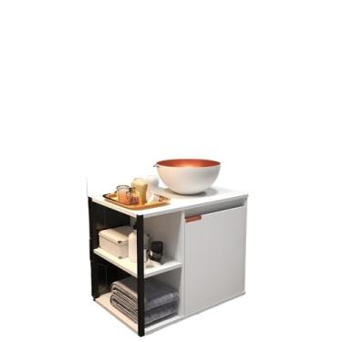 Imagem de Armário de Banheiro Completo, Conjunto para Lavabo no Estilo Industrial, Combinando Metal e Madeira(Branco)