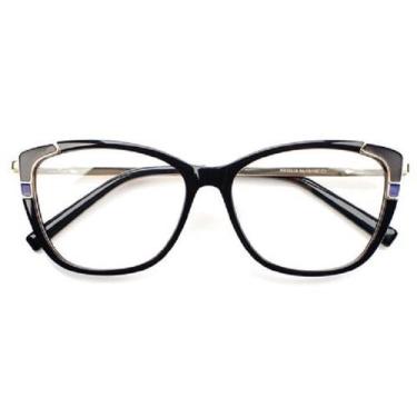 Imagem de Armação Óculos de Grau Feminina Quadrado Lisboa Preta - Palas EyeWear